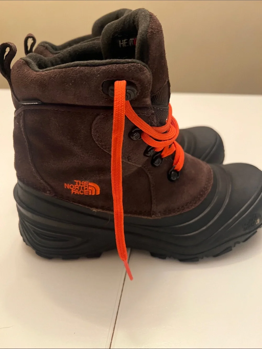 The North Face Brown & Orange Waterproof Winter Boots